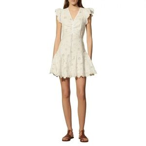 NWT Sandro Womens Brasilia Embroidered Lace Mini Dress—Small light stains